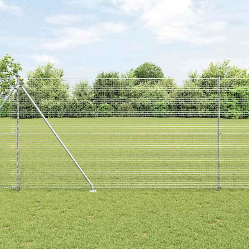 vidaXL Kerítés oszlopokkal Ezüst 1.5 x 25 m Acél