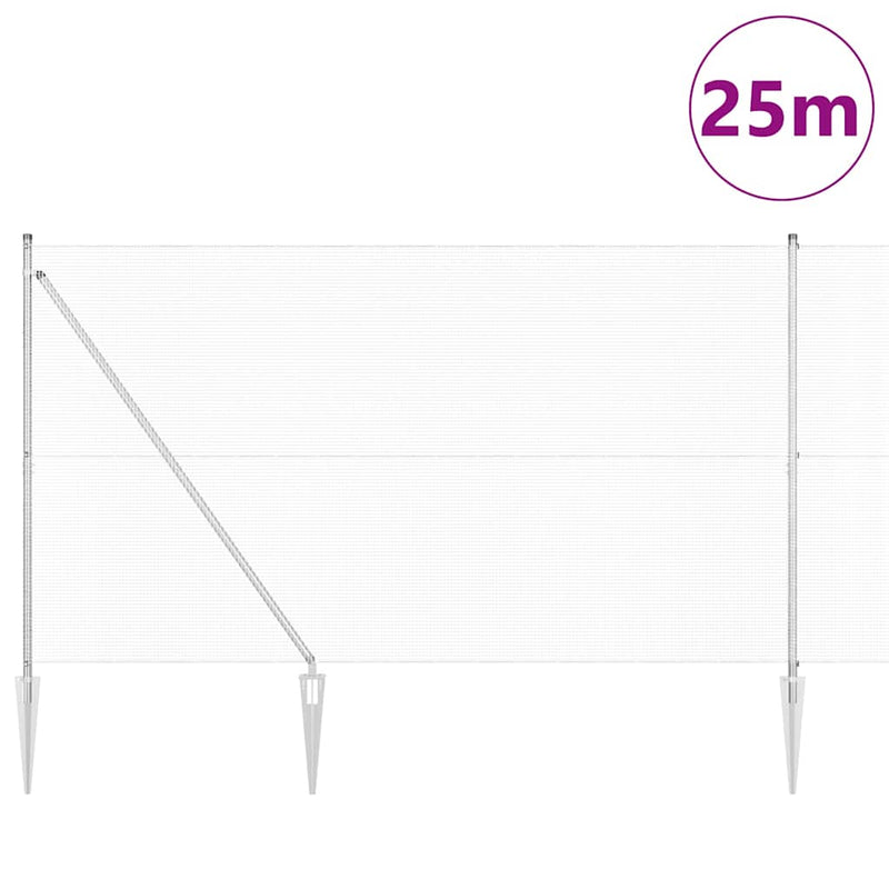 vidaXL Kerítés oszlopokkal Ezüst 1.6 x 25 m Acél