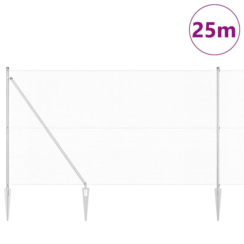 vidaXL Kerítés oszlopokkal Ezüst 1.6 x 25 m Acél