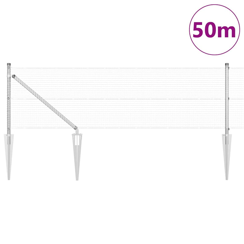vidaXL Kerítés oszlopokkal Ezüst 0.4 x 50 m Acél
