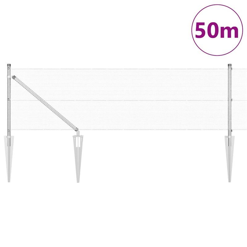 vidaXL Kerítés oszlopokkal Ezüst 0.5 x 50 m Acél