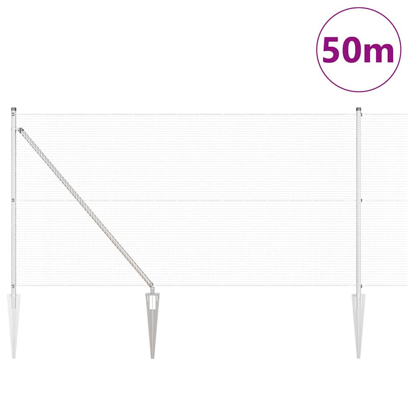 vidaXL Kerítés oszlopokkal Ezüst 1 x 50 m Acél
