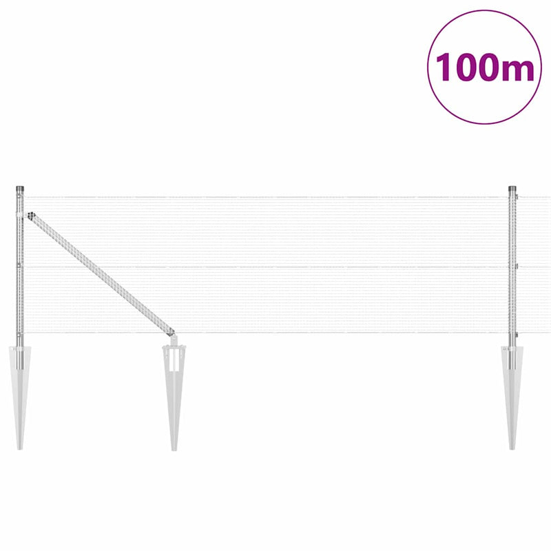 vidaXL Kerítés oszlopokkal Ezüst 0.6 x 100 m Acél