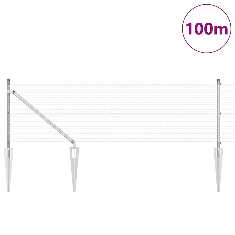 vidaXL Kerítés oszlopokkal Ezüst 0.8 x 100 m Acél