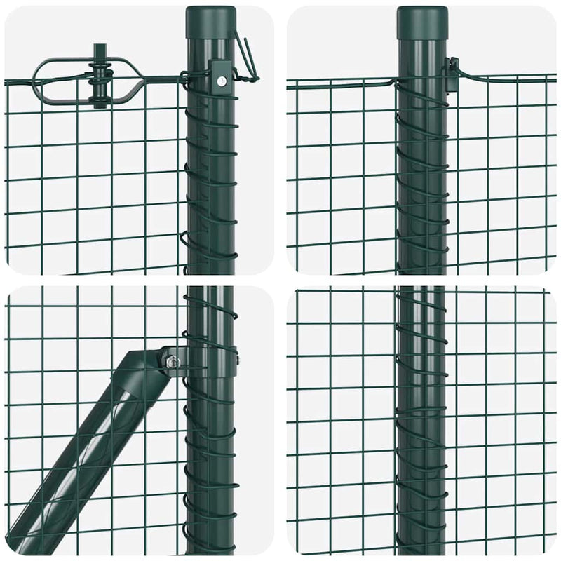 vidaXL Kerítés oszlopokkal Zöld 0.5 x 10 m Acél