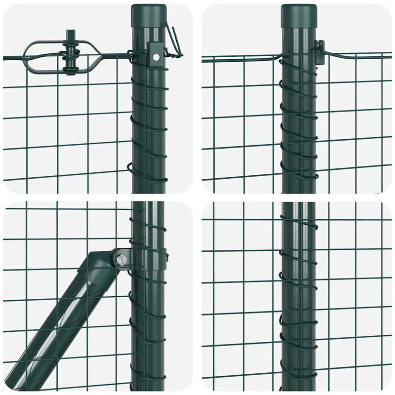 vidaXL Kerítés oszlopokkal Zöld 0.5 x 10 m Acél