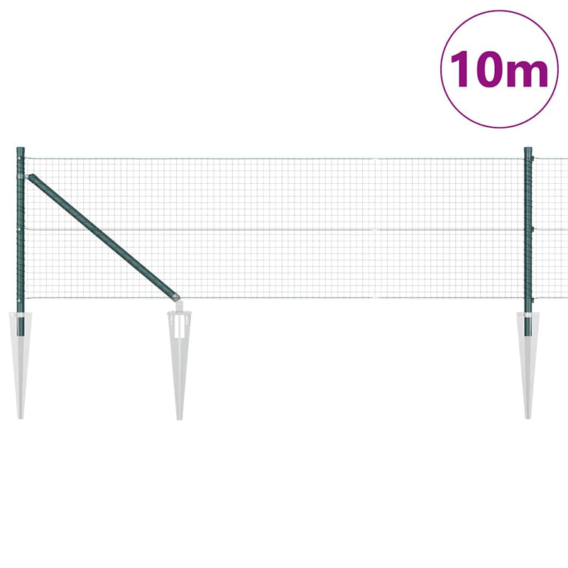vidaXL Kerítés oszlopokkal Zöld 0,6 x 10 m Acél