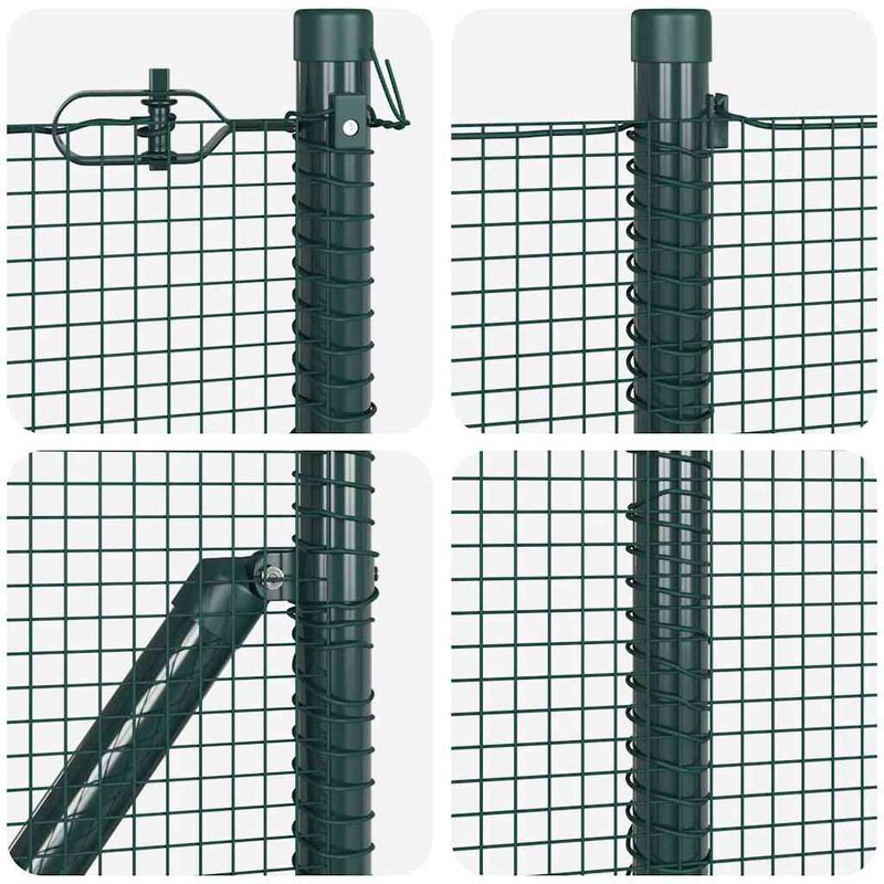 vidaXL Kerítés oszlopokkal Zöld 0.8 x 10 m Acél