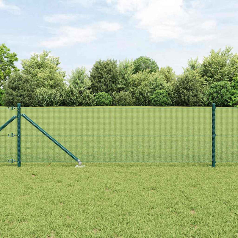 vidaXL Kerítés oszlopokkal Zöld 0.8 x 10 m Acél