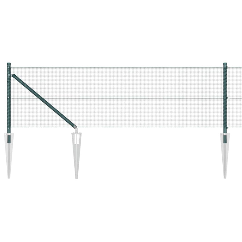 vidaXL Kerítés oszlopokkal Zöld 0.8 x 10 m Acél