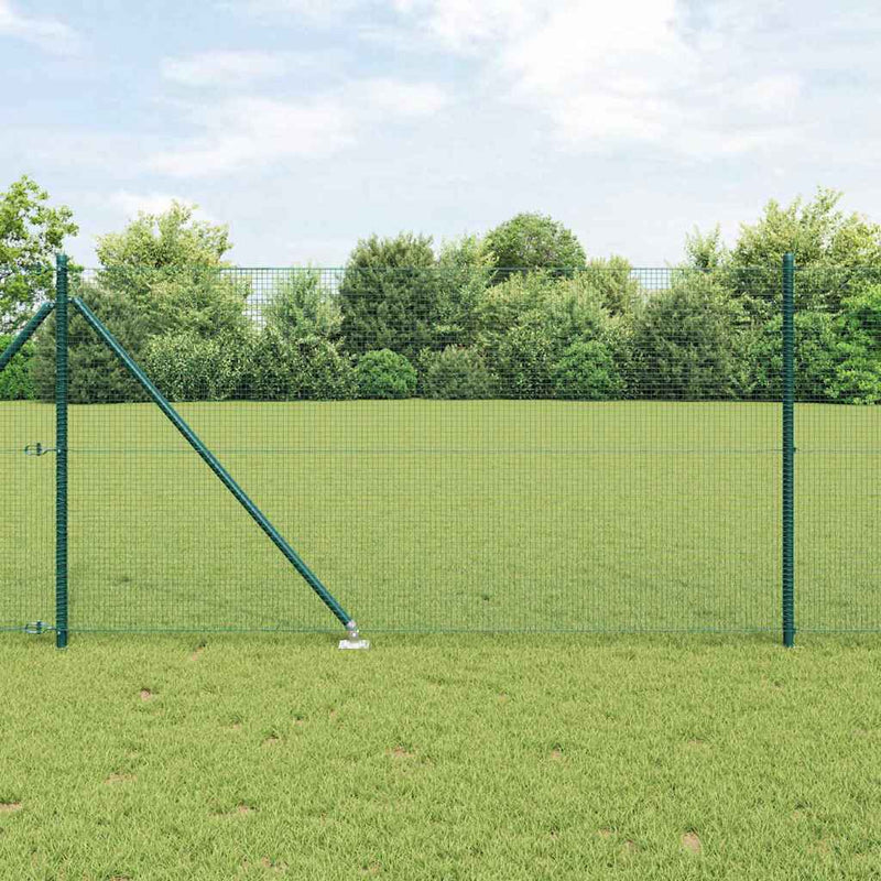 vidaXL Kerítés oszlopokkal Zöld 1 x 10 m Acél
