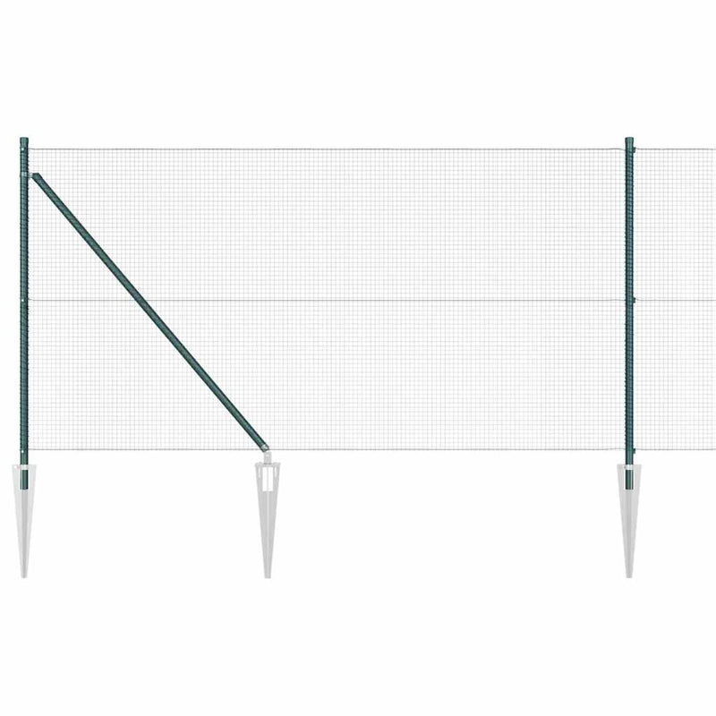 vidaXL Kerítés oszlopokkal Zöld 1 x 10 m Acél