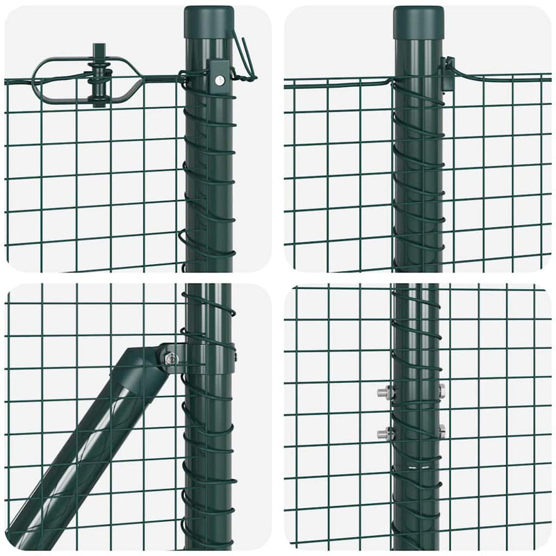 vidaXL Kerítés oszlopokkal Zöld 1.2 x 10 m Acél