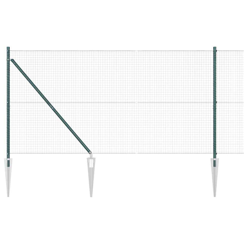 vidaXL Kerítés oszlopokkal Zöld 1.4 x 10 m Acél