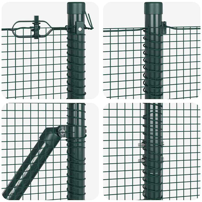vidaXL Kerítés oszlopokkal Zöld 1.6 x 10 m Acél