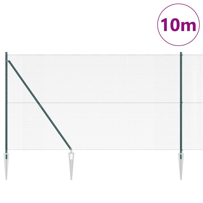 vidaXL Kerítés oszlopokkal Zöld 1.6 x 10 m Acél