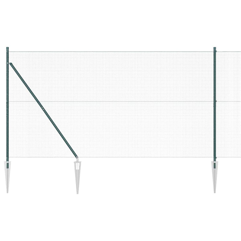 vidaXL Kerítés oszlopokkal Zöld 1.5 x 25 m Acél