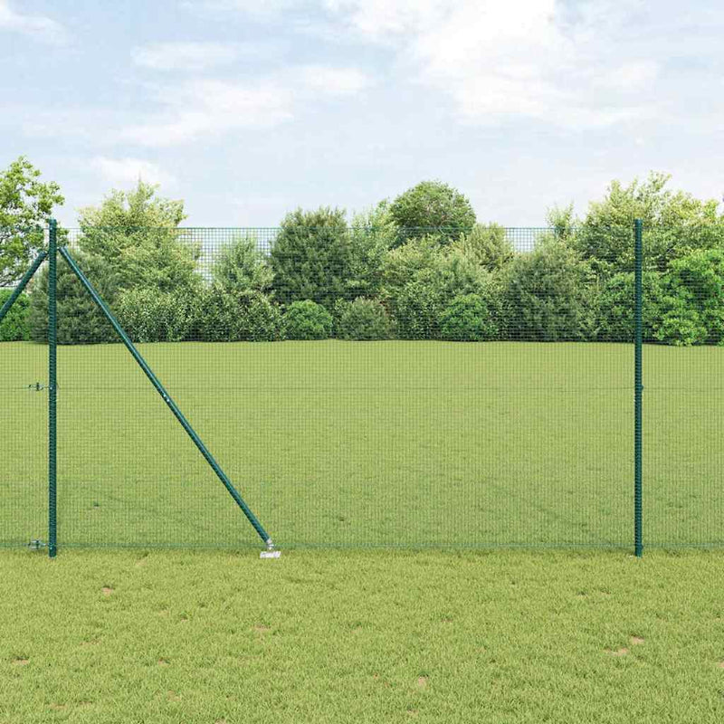 vidaXL Kerítés oszlopokkal Zöld 1.6 x 25 m Acél