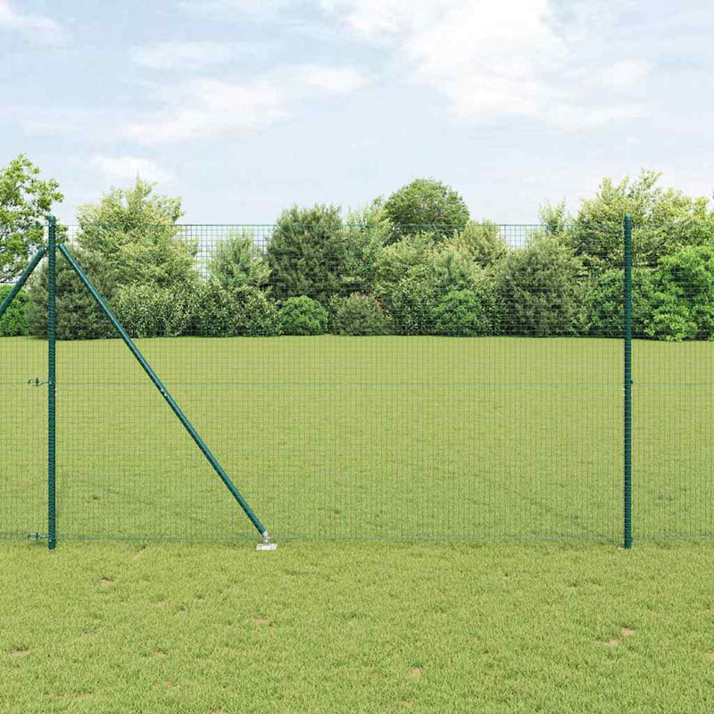 vidaXL Kerítés oszlopokkal Zöld 1.6 x 25 m Acél