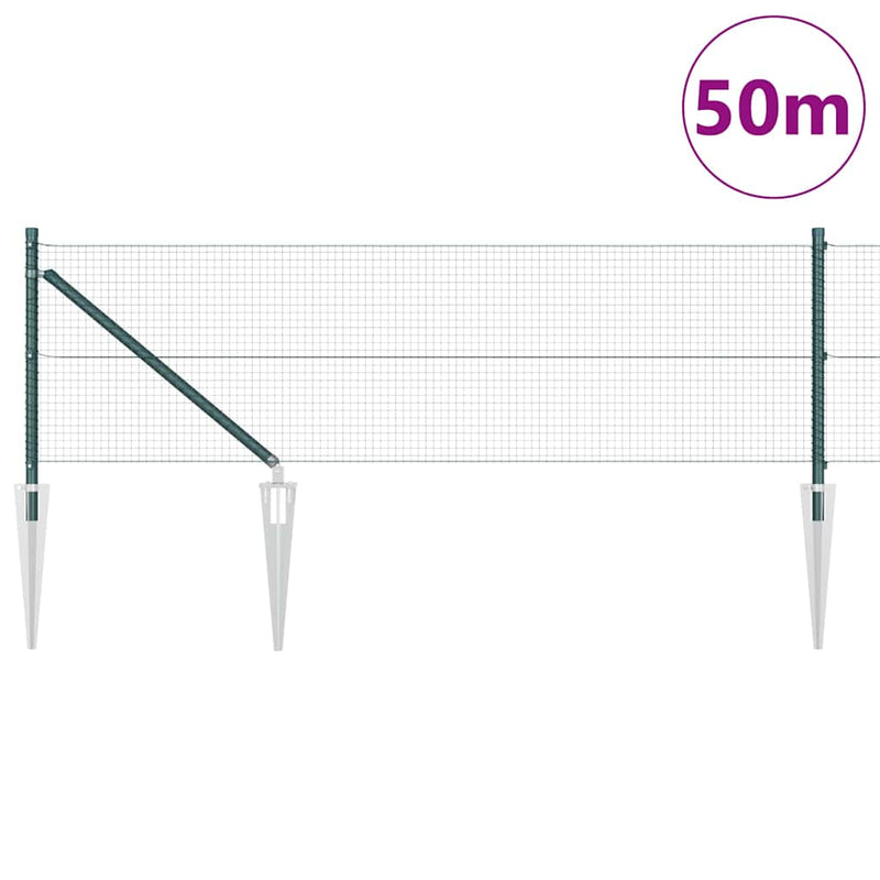 vidaXL Kerítés oszlopokkal Zöld 0.6 x 50 m Acél
