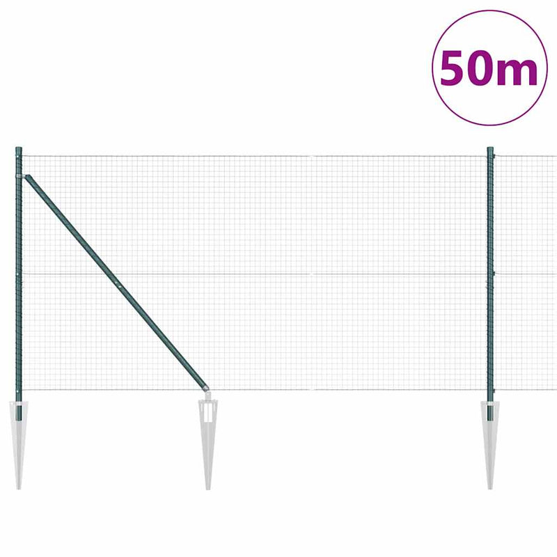 vidaXL Kerítés oszlopokkal Zöld 1.2 x 50 m Acél