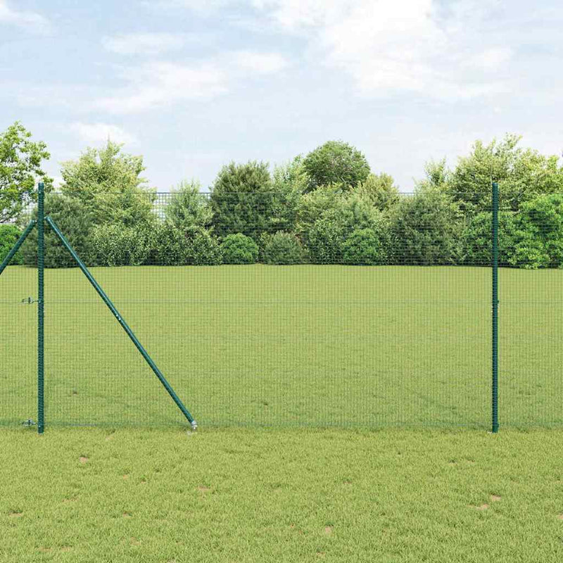 vidaXL Kerítés oszlopokkal Zöld 1.4 x 50 m Acél