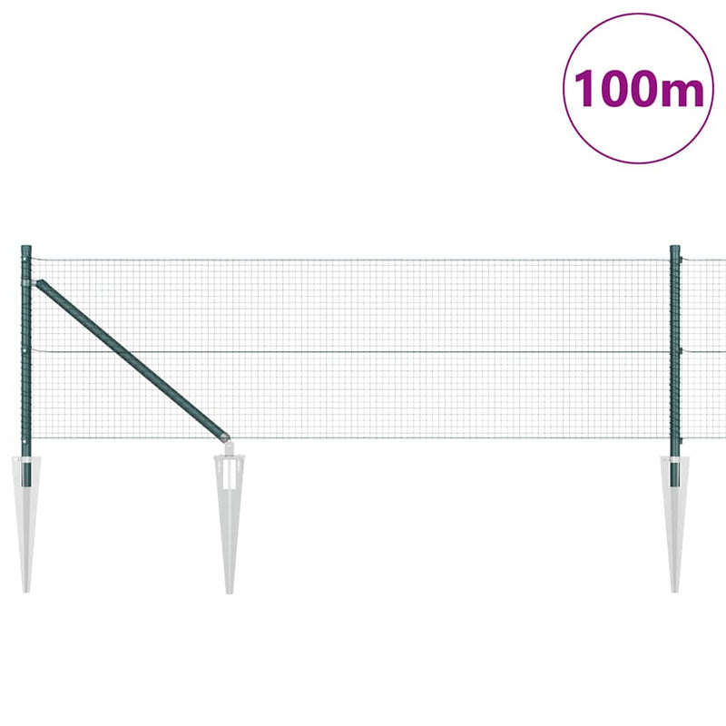 vidaXL Kerítés oszlopokkal Zöld 0.5 x 100 m Acél