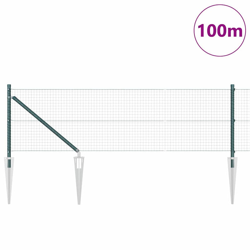vidaXL Kerítés oszlopokkal Zöld 0.6 x 100 m Acél