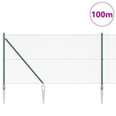 vidaXL Kerítés oszlopokkal Zöld 1 x 100 m Acél