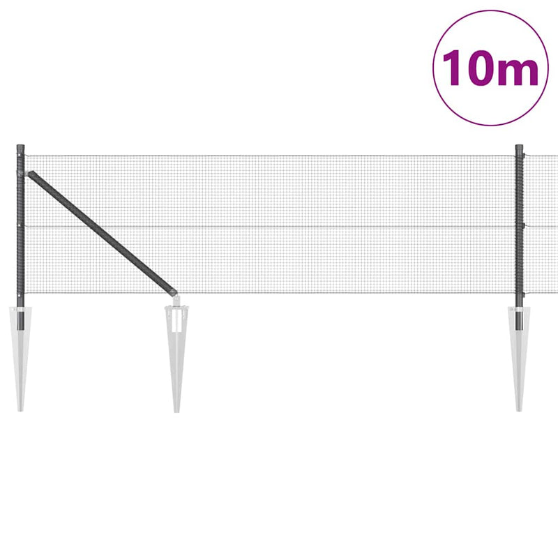 vidaXL Kerítés oszlopokkal Szürke 0.5 x 10 m Acél