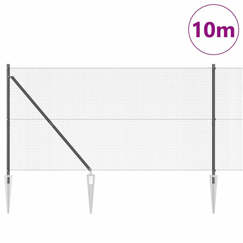 vidaXL Kerítés oszlopokkal Szürke 1.4 x 10 m Acél
