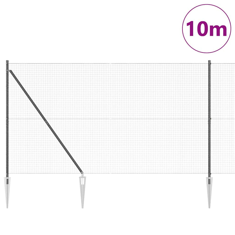 vidaXL Kerítés oszlopokkal Szürke 1.6 x 10 m Acél