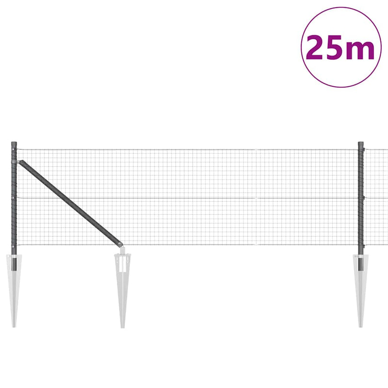 vidaXL Kerítés oszlopokkal Szürke 0.8 x 25 m Acél