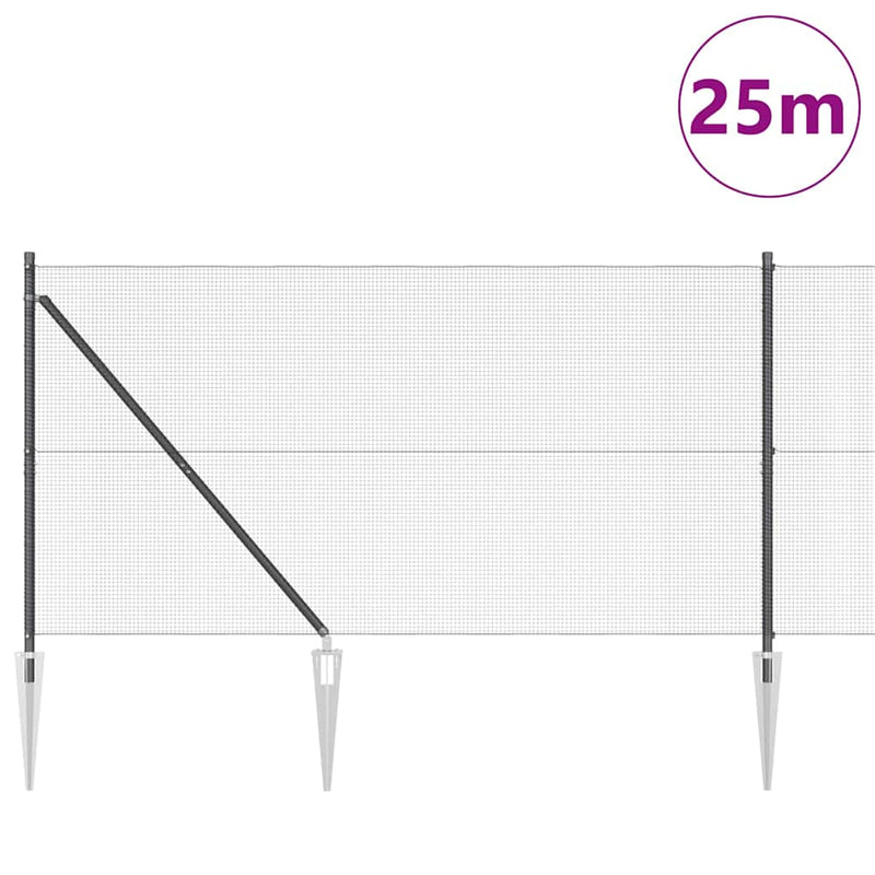 vidaXL Kerítés oszlopokkal Szürke 1.4 x 25 m Acél