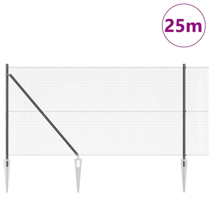 vidaXL Kerítés oszlopokkal Szürke 1.4 x 25 m Acél