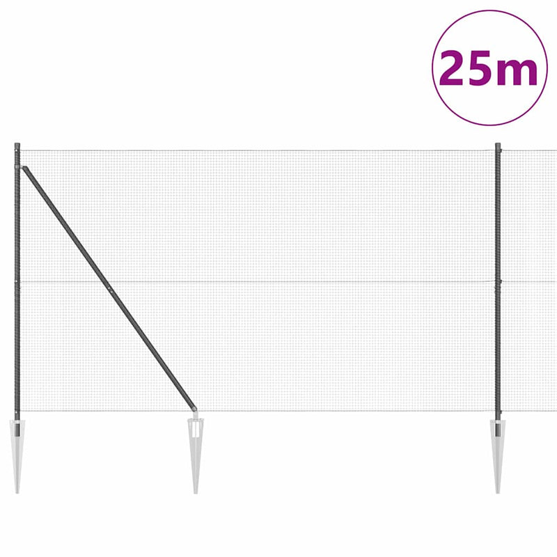 vidaXL Kerítés oszlopokkal Szürke 1.5 x 25 m Acél