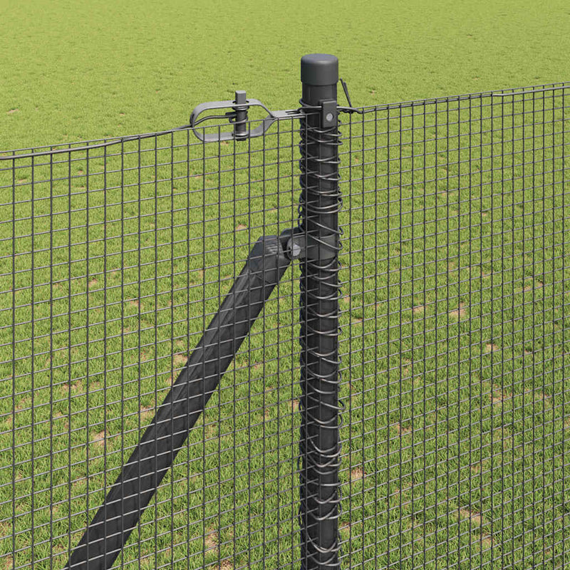 vidaXL Kerítés oszlopokkal Szürke 1.6 x 25 m Acél