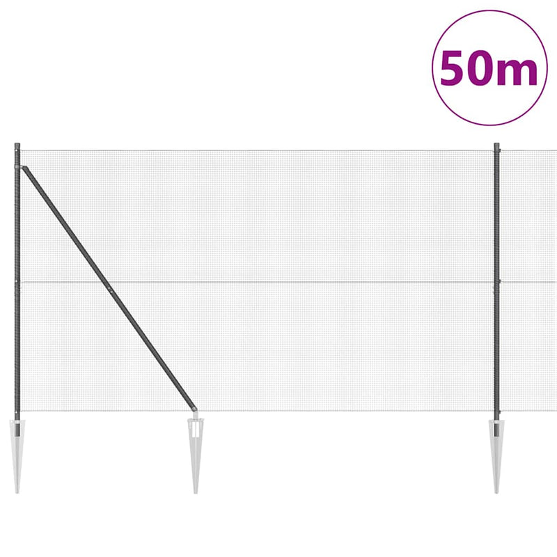 vidaXL Kerítés oszlopokkal Szürke 1.5 x 50 m Acél