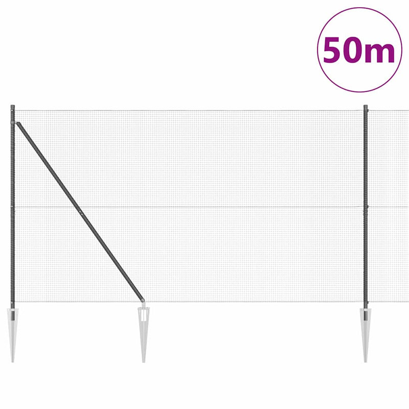 vidaXL Kerítés oszlopokkal Szürke 1.5 x 50 m Acél