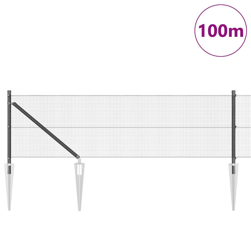 vidaXL Kerítés oszlopokkal Szürke 0.5 x 100 m Acél