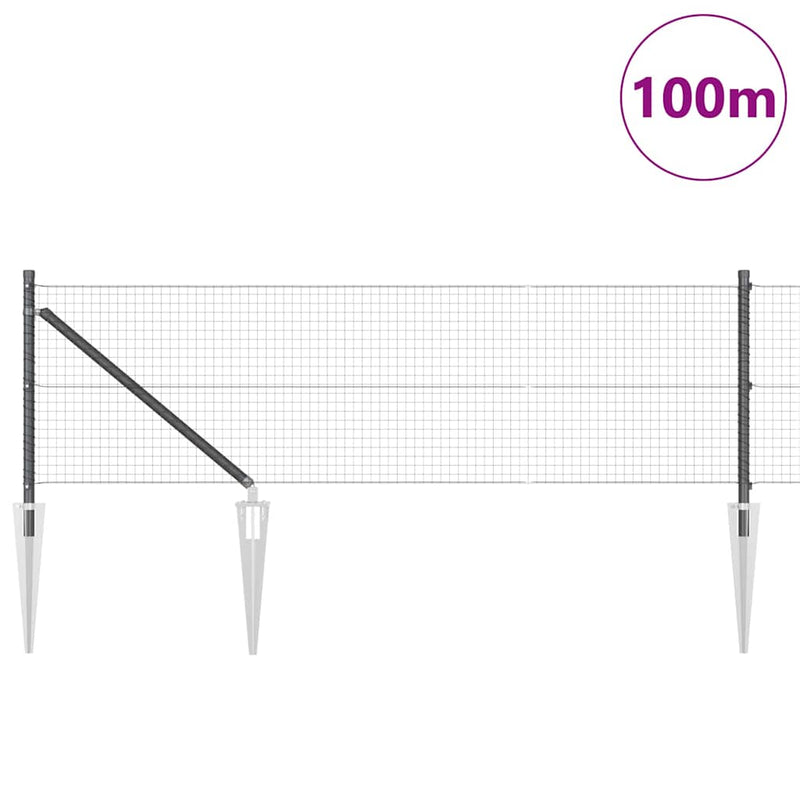 vidaXL Kerítés oszlopokkal Szürke 0.6 x 100 m Acél