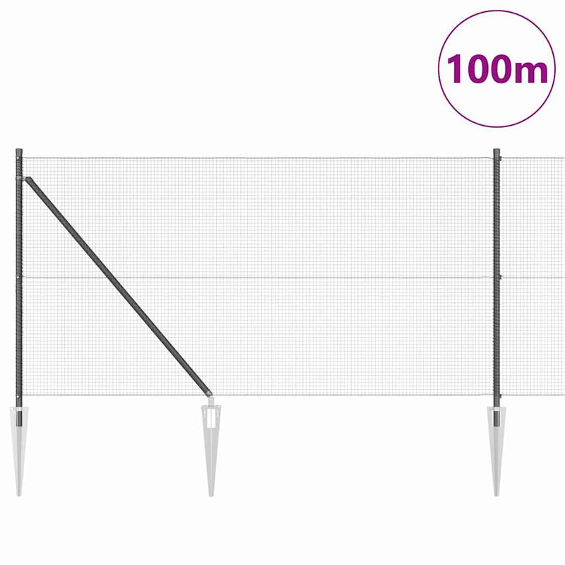 vidaXL Kerítés oszlopokkal Szürke 1 x 100 m Acél
