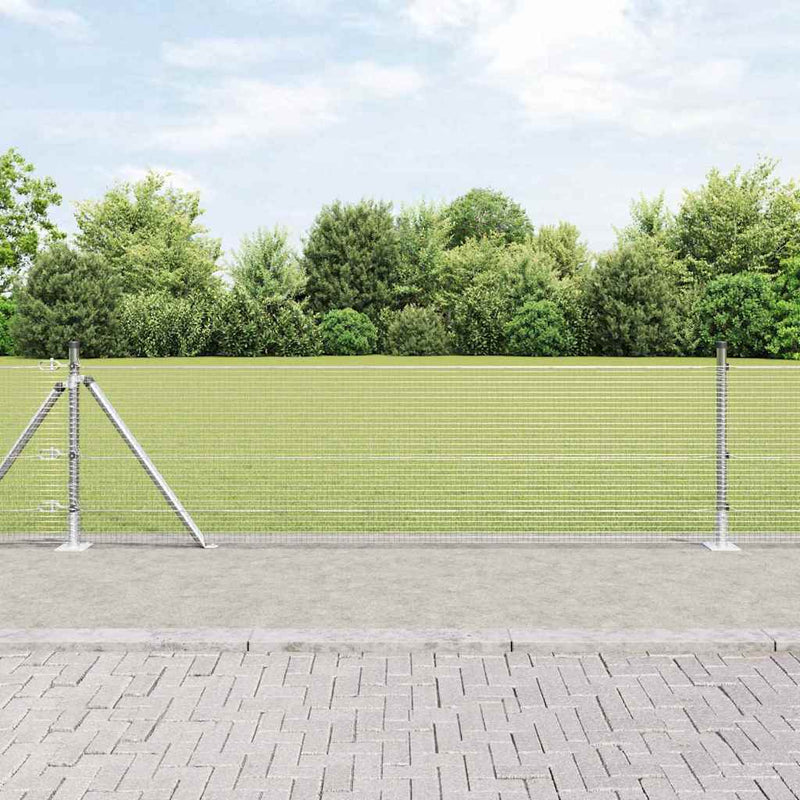 vidaXL Kerítés oszlopokkal Ezüst 0,4 x 10 m Acél
