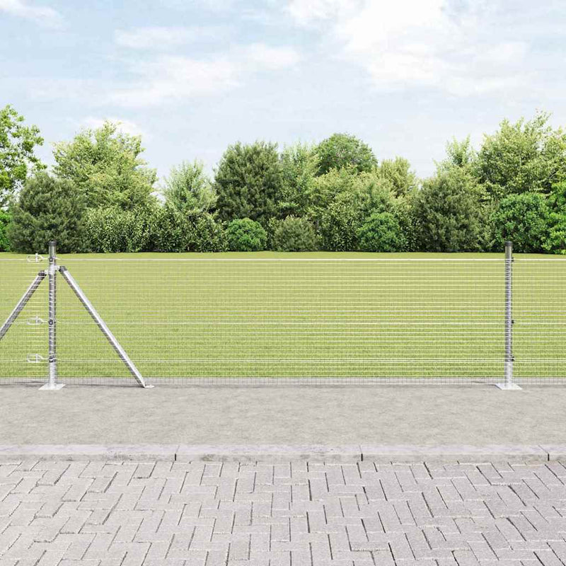 vidaXL Kerítés oszlopokkal Ezüst 0,4 x 10 m Acél