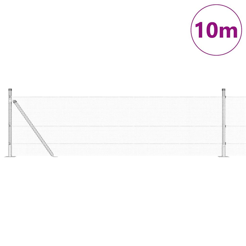 vidaXL Kerítés oszlopokkal Ezüst 0,6 x 10 m Acél