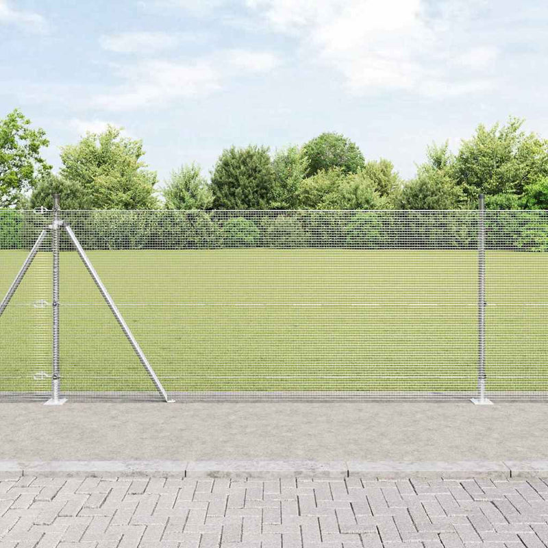 vidaXL Kerítés oszlopokkal Ezüst 0.8 x 10 m Acél