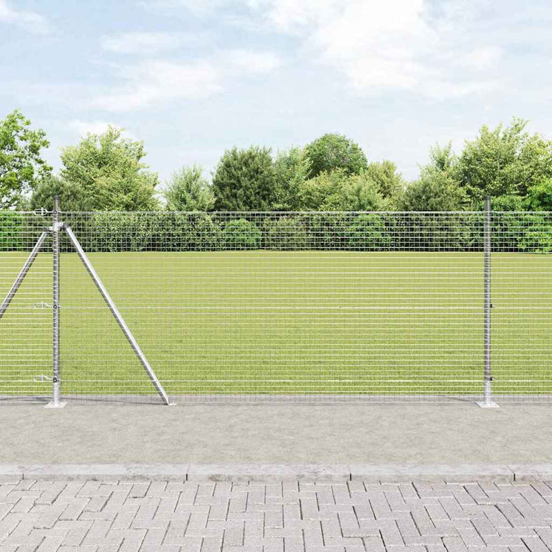 vidaXL Kerítés oszlopokkal Ezüst 1 x 10 m Acél