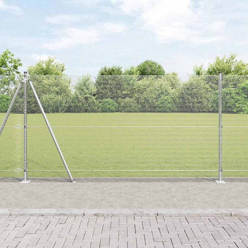vidaXL Kerítés oszlopokkal Ezüst 1.2 x 10 m Acél