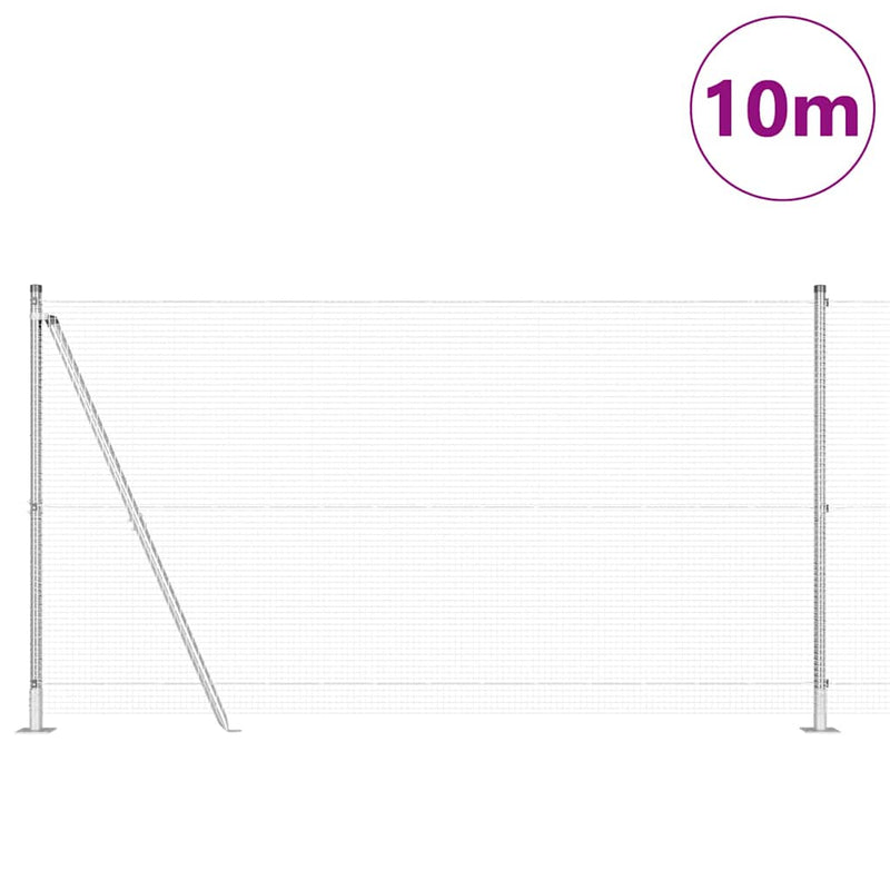 vidaXL Kerítés oszlopokkal Ezüst 1.2 x 10 m Acél