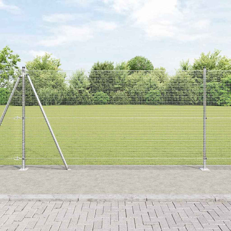 vidaXL Kerítés oszlopokkal Ezüst 1.2 x 10 m Acél